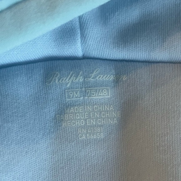 Ralph Lauren Quilted Velour Hooded Cape 9 mo Beryl Blue - Picture 6 of 8